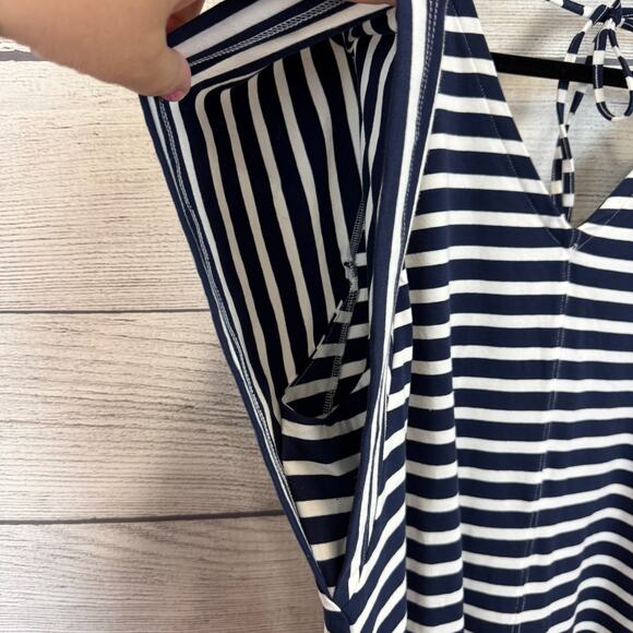 Free Assembly Plus Size Blue White Striped Short Sleeve Mini Dress Size XXXL - Picture 3 of 7